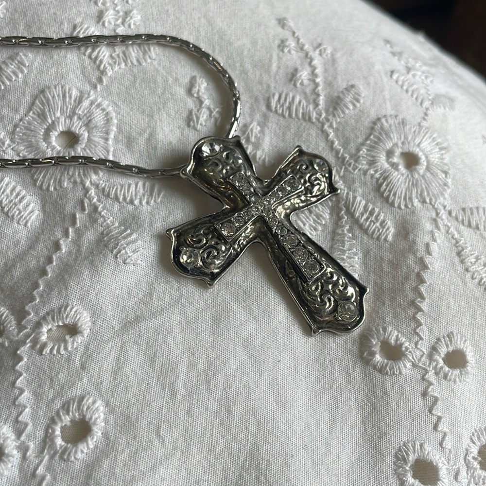 Vintage Silver Cross Necklace